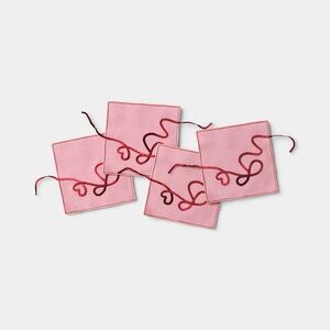 4pk nwt Bow Cocktail Napkins Pink - Threshold
